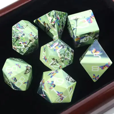 Light Green Butterfly Pattern Dice