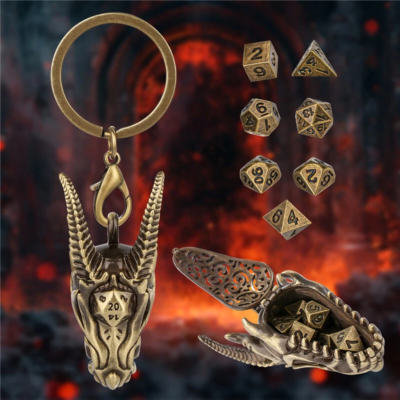Antique Bronze Dragon Necklace Dice Holder
