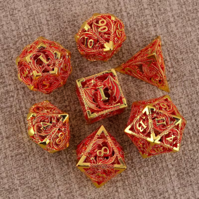 Golden Red Dice with Dragon Pattern