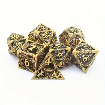 Golden Dice with Dragon Pattern
