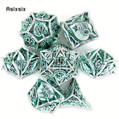 Green Dice with Leaf Pattern