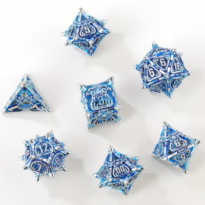 Blue Spike Dice with Horror Mouth Pattern