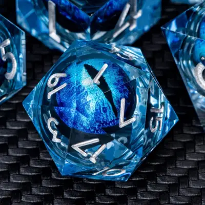 D20 Blue Eyeball Silvery Numbers