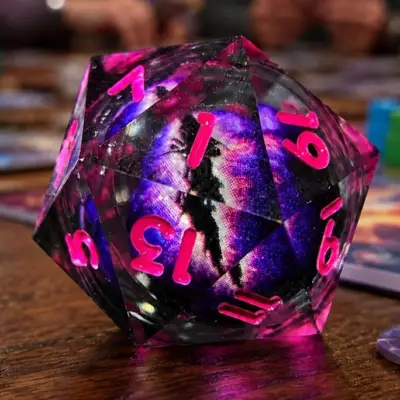 D20 Purple Eyeball Pink Numbers