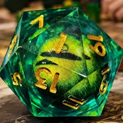 D20 Green Eyeball Gold Numbers