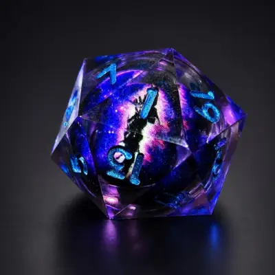 D20 Purple Eyeball Blue Numbers