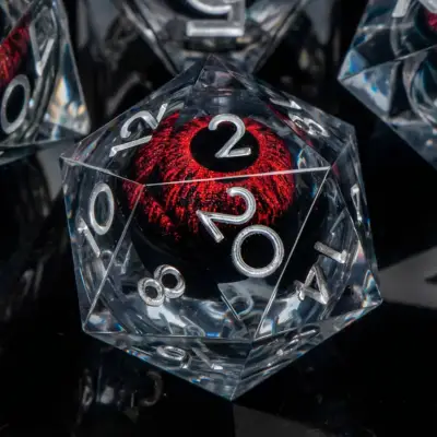 D20 Purple Eyeball Silvery Numbers