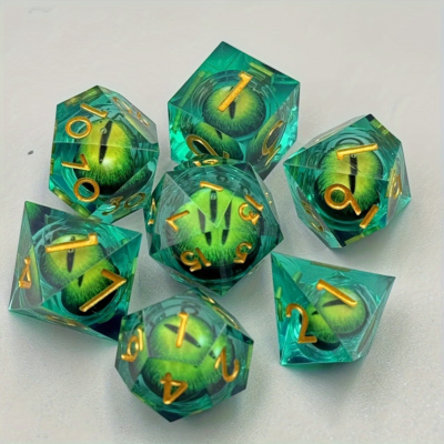 Gold Numbers on Green Dragon Eye Dice
