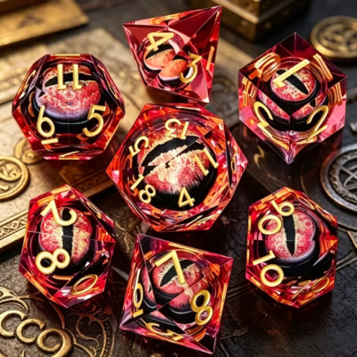 Gold Numbers on Red Dragon Eye Dice