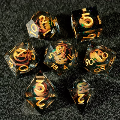 Orange Smiling Pumpkin in Light Black Dice