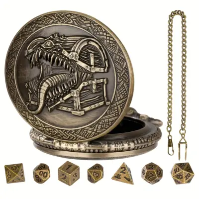 Bronze Mimic Pattern Pocket Watch Dice Holder