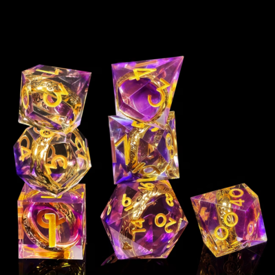 Gold Lord of the Rings Ring in Purple Dice