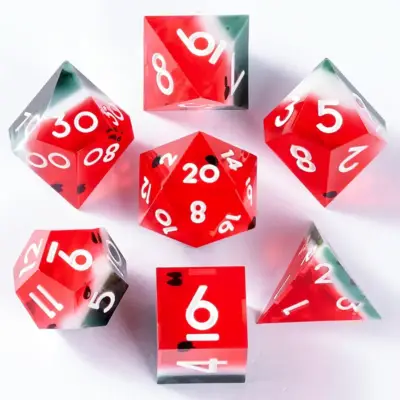 Sharp Edge Dice with Watermelon and White Numbers
