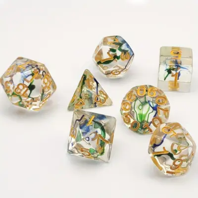 Sharp Edge Dice with Green Ribbon Waves