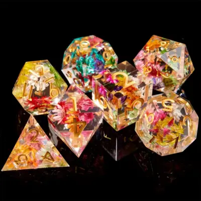 Sharp Edge Dice with Yellow Flowers