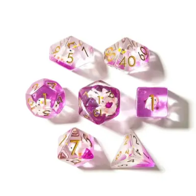 Soft Edge Inclusion Dice with White Unicorn