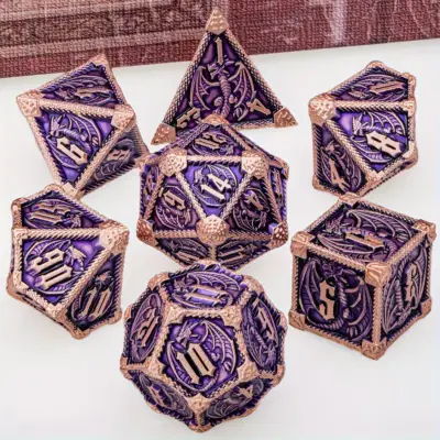 Purple Dragon Pattern with Golden Lettering