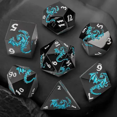 Flying Blue Dragon on Black Dice