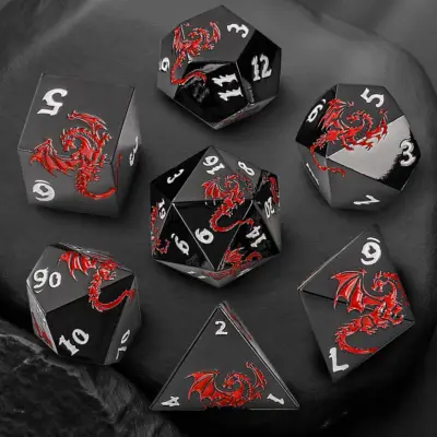 Flying Red Dragon on Black Dice