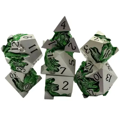 Green Dragon Embedded in Silver