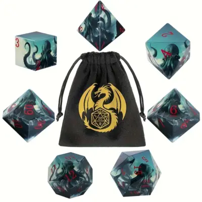 Smooth Dice with Dark Octopus on Blue&White Sky